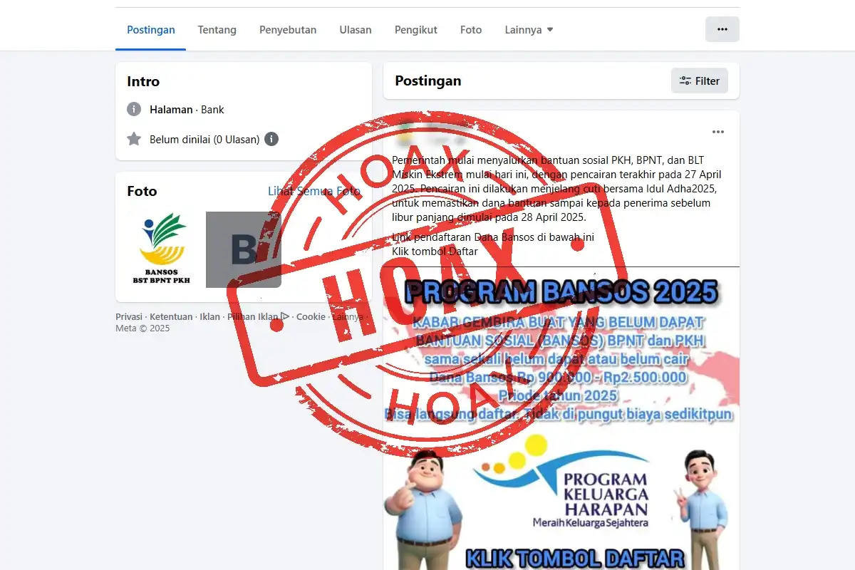 Beredar link pendaftaran dan pencairan bansos 2025 di Facebook, benarkah resmi dari Kemensos Simak fakta dan cara cek bansos yang benar di sini