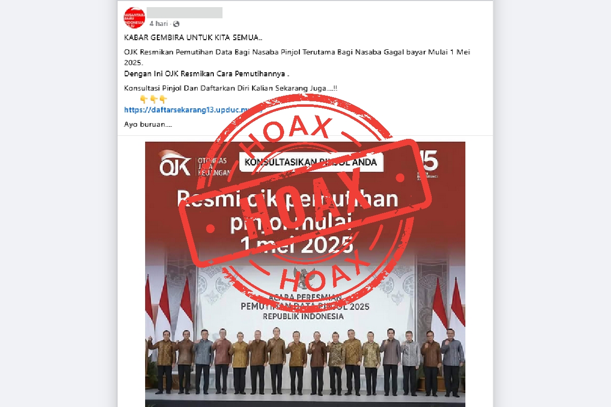 Cek fakta klaim OJK resmikan pemutihan pinjol mulai 1 Mei 2025. Benarkah atau hanya hoaks berujung penipuan?